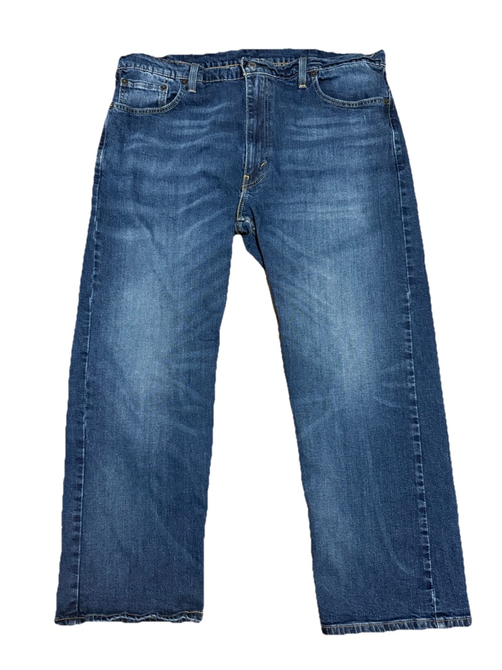 Levis 569 Loose Straight Jeans Dark Wash Blue Denim Mens 40 x 30 Whiskered